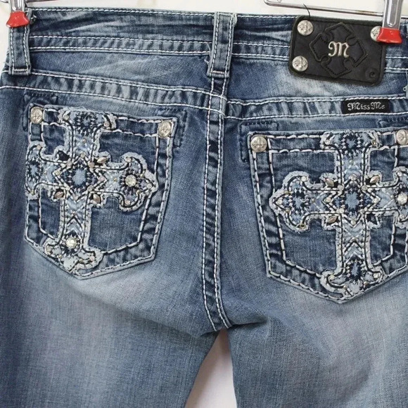 Miss me white stitch signature boot cut bling bootie jeans size 27 - Picture 6 of 11